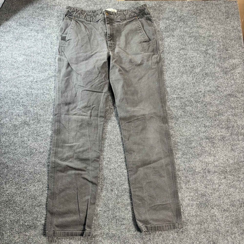Duck Camp Pants Mens 34x27 Gray Canvas Elastic Waist Outdoor Straight Leg
